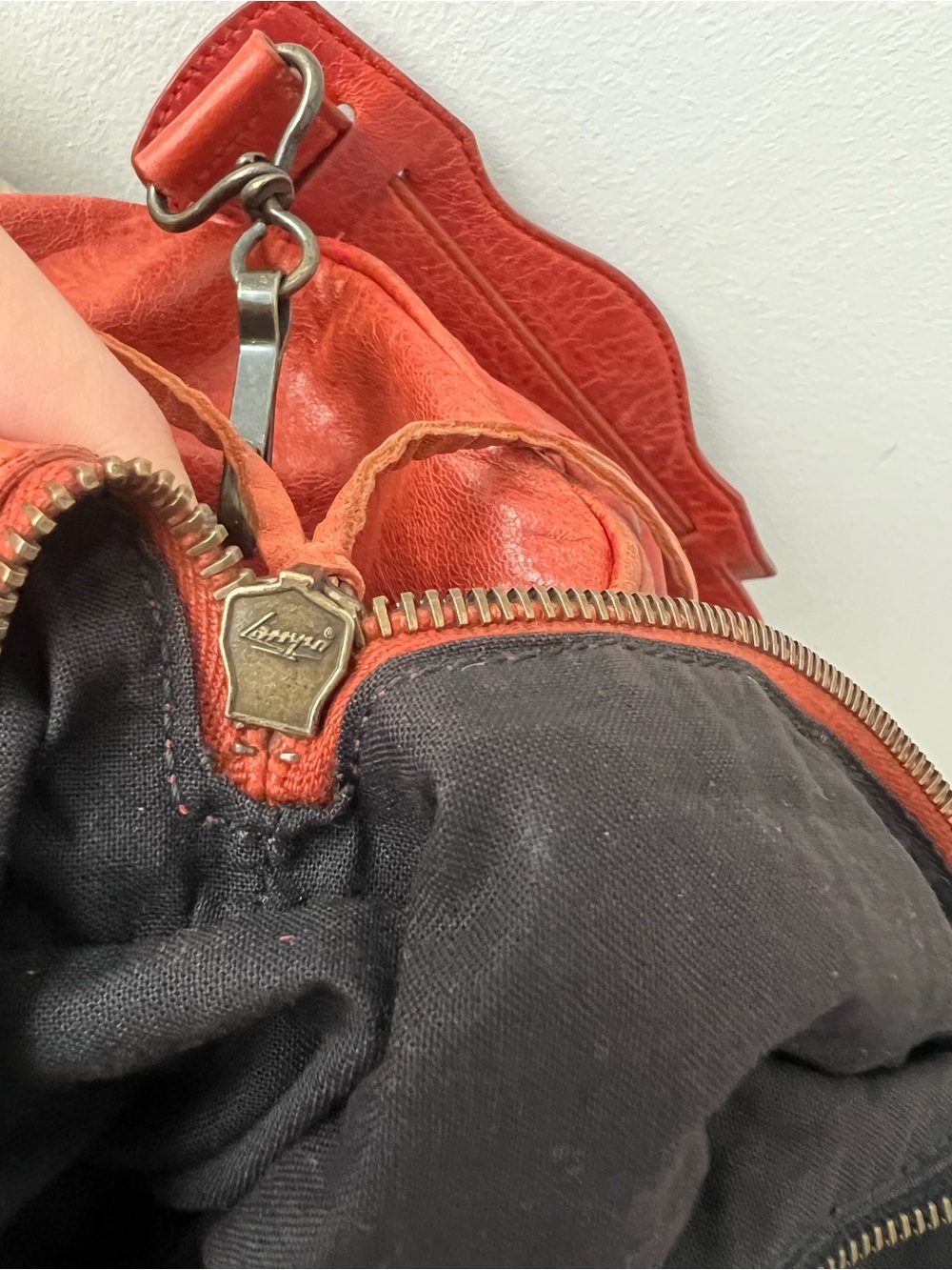 Balenciaga Red-Orange Leather Shoulder Bag - Picture 12 of 16